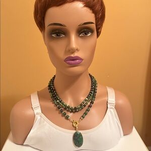 Green and Gold Statement Necklace